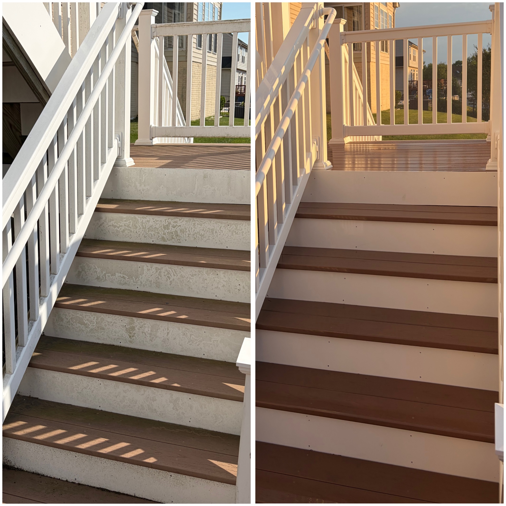 Deck Stairs Cleaning before and after